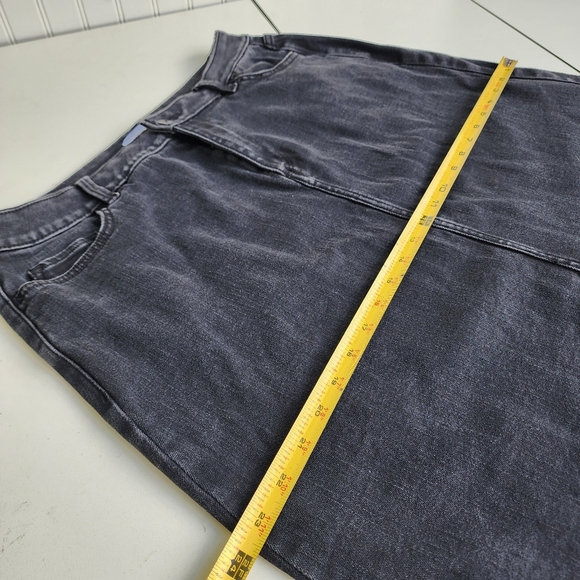 Liz Claiborne Womens Black Denim Skirt A-line Classic Midi Stretch Sz 14 - Picture 6 of 12